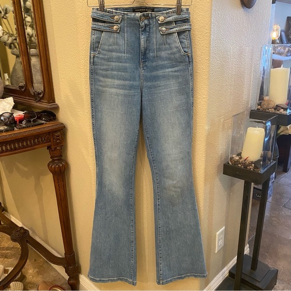 VERONICA BEARD Blue Beverly Skinny Flare High Rise Jeans Size 26 - Picture 1 of 9